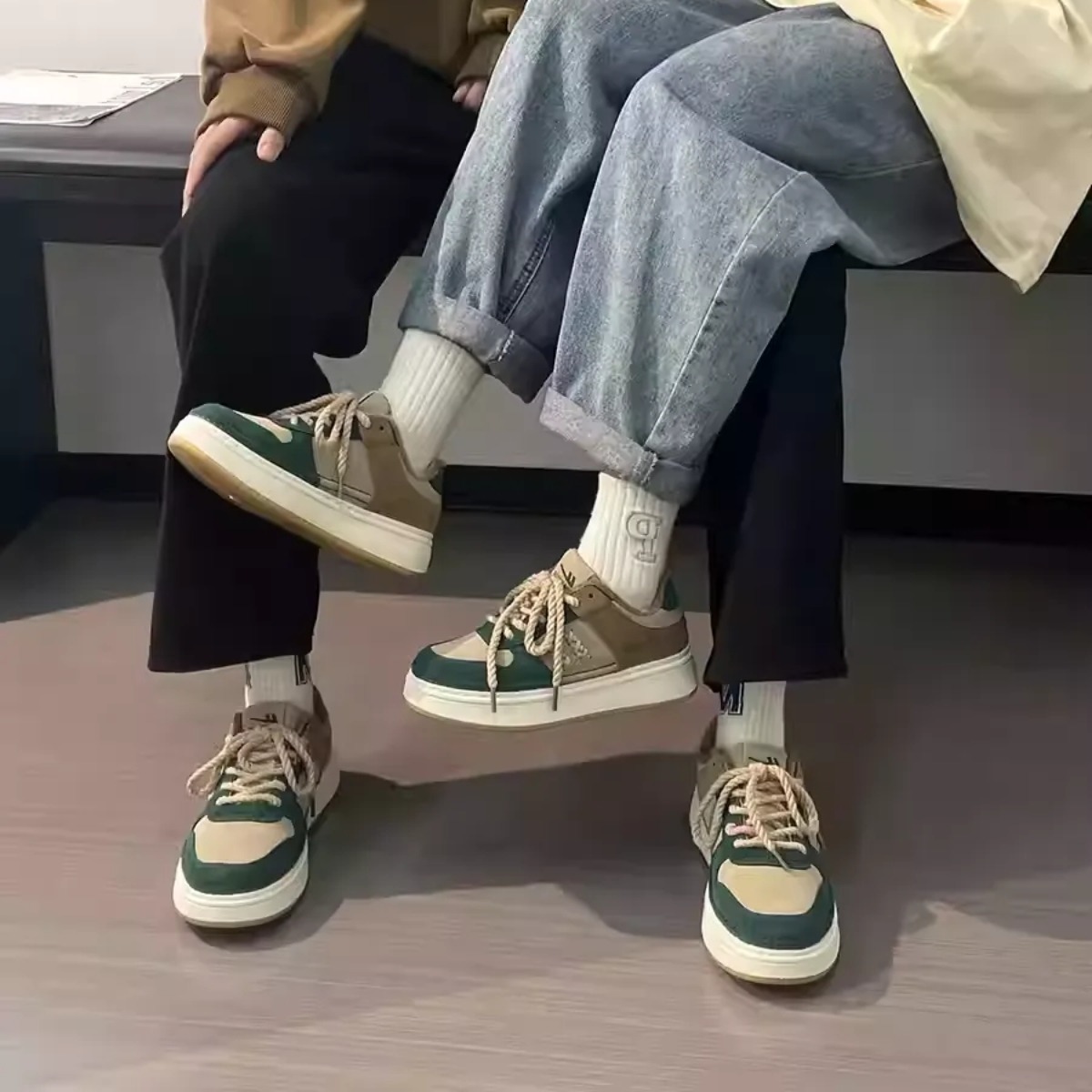 ペアルック ヘリテージ・リンク アースカラー ペアスニーカー